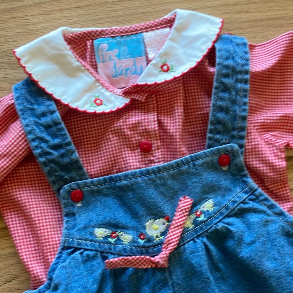3/6 Month Chicken Outfit 2pc Overall and Shirt